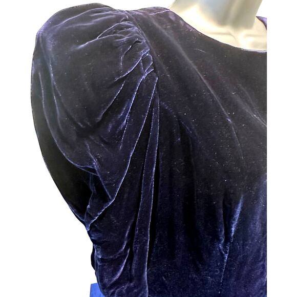 Act I New York Cobalt Blue Velvet Vintage 1980s Cocktail Dress-Size 7/8 Stunning - Picture 5 of 12